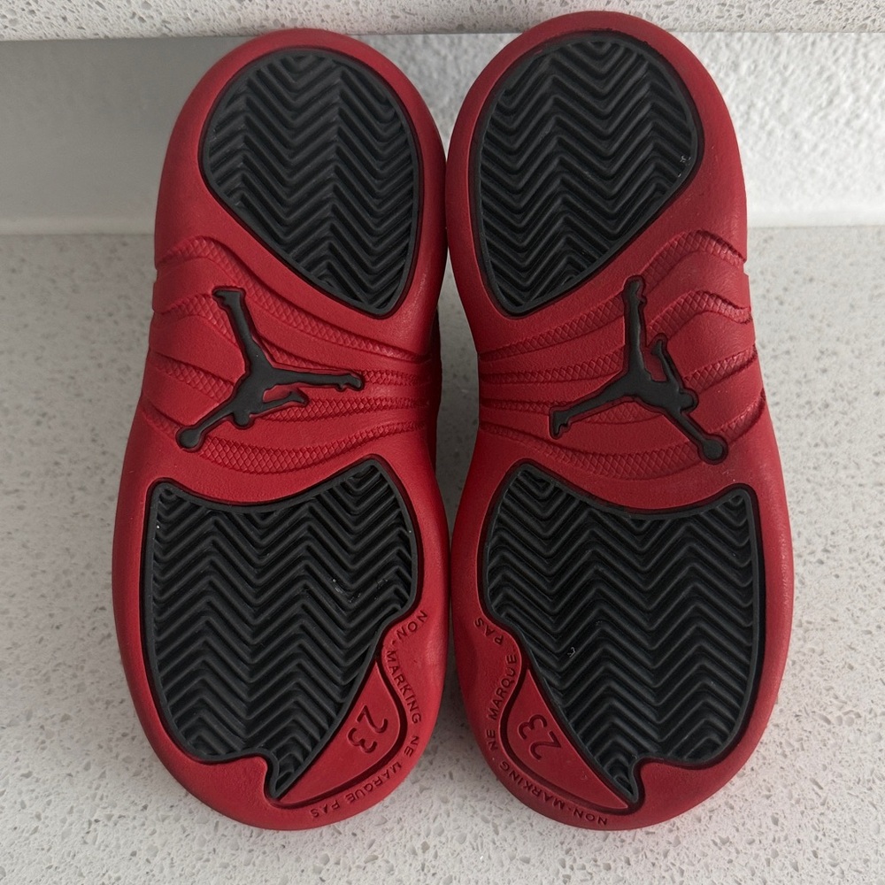 Nike Jordan 12 Retro (TD) Black and Red Jordan Basketball Shoes 9T - Picture 7 of 10